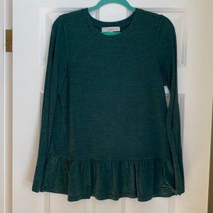 EUC Loft Green Peplum Top Medium